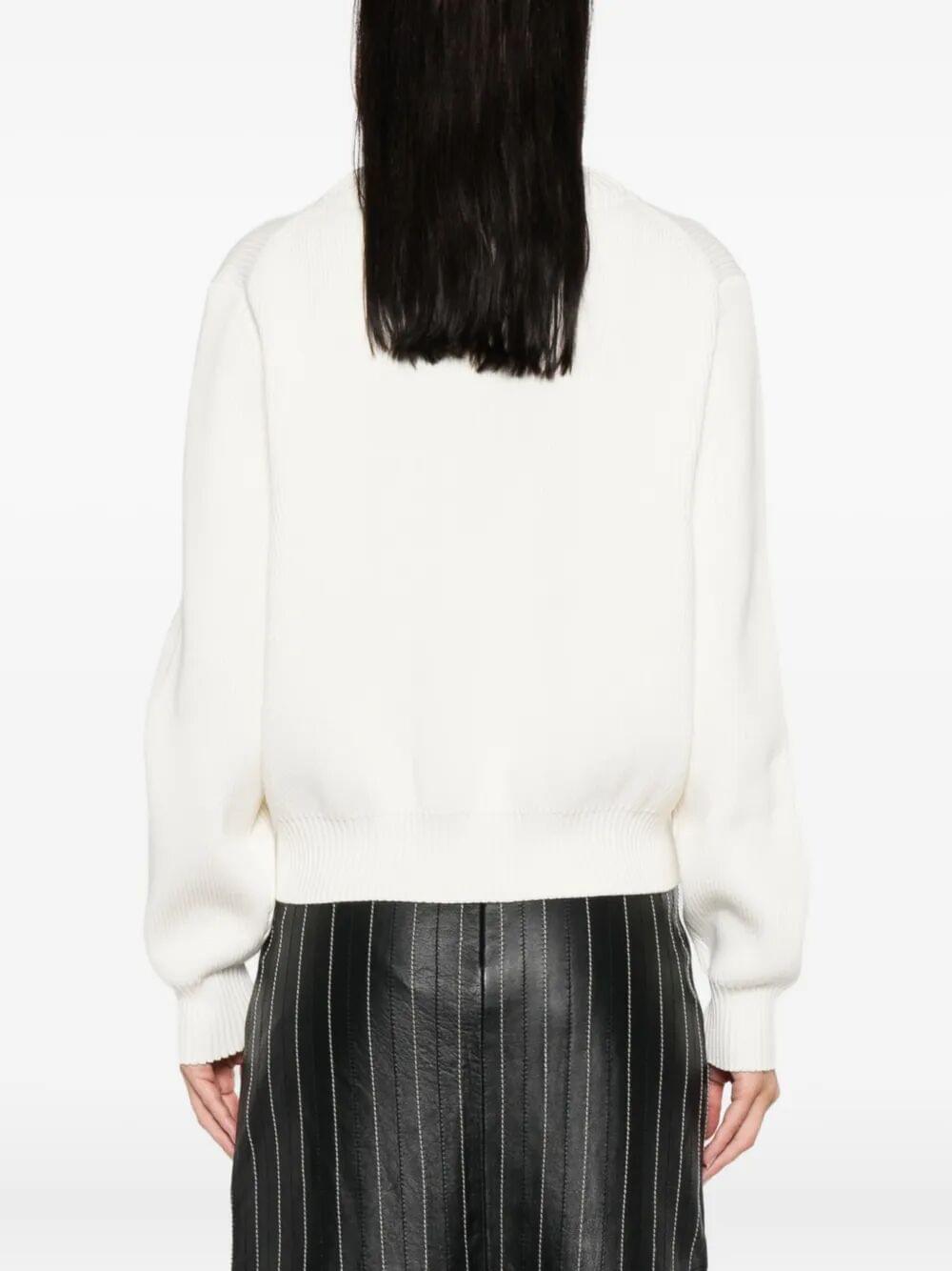 Victoria Beckham Women Relaxed Fit V-Neck Cotton Blend Sweater