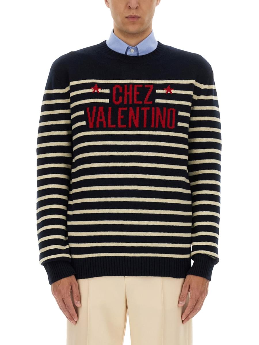Valentino Men "Chez Valentine" Wool Sweater