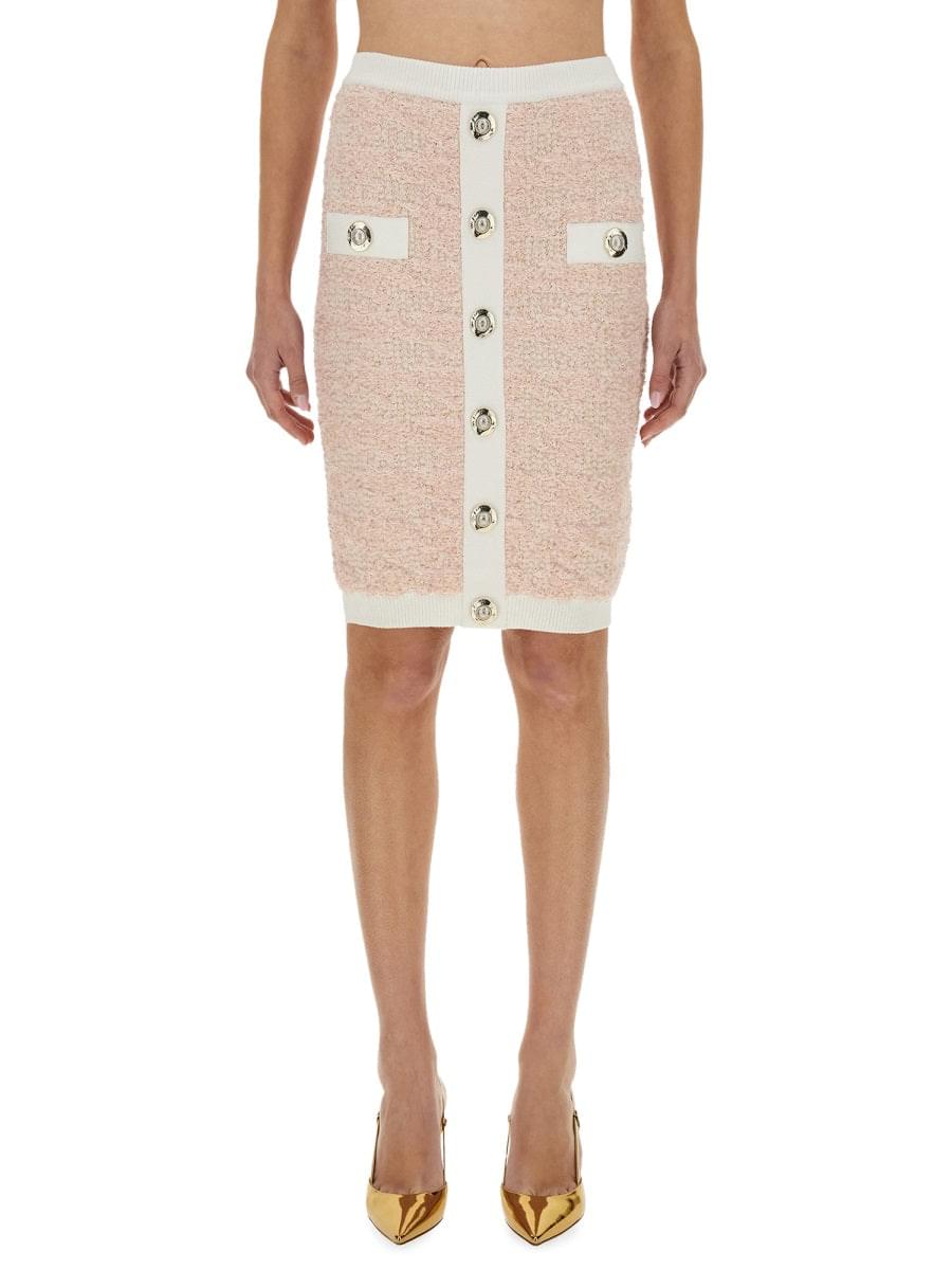 Balmain Women Tweed Midi Skirt