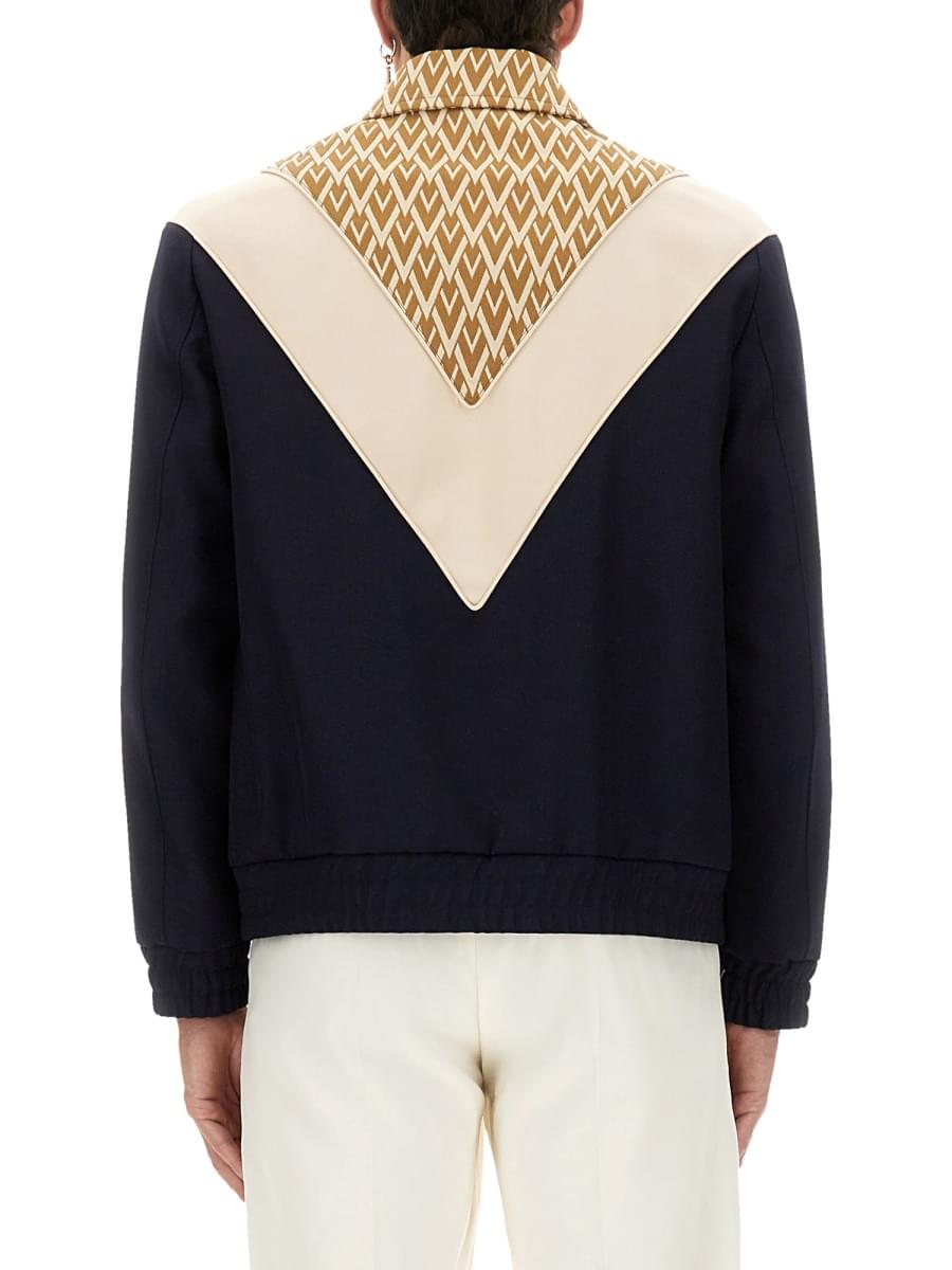 Valentino Men Wool Bomber Jacket With Print Toute La V