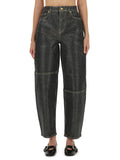 Ganni Women "Stary" Jeans In Sparkling Foil