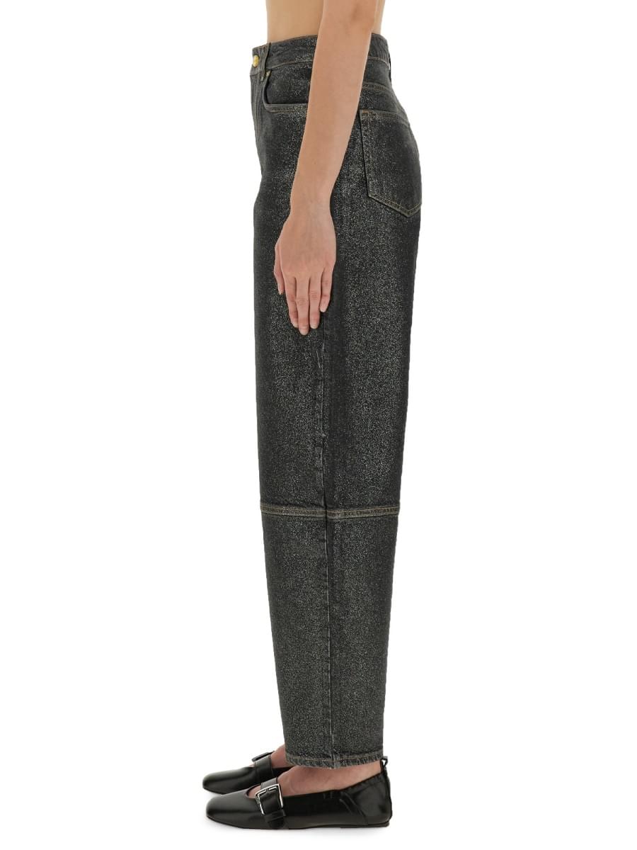 Ganni Women "Stary" Jeans In Sparkling Foil
