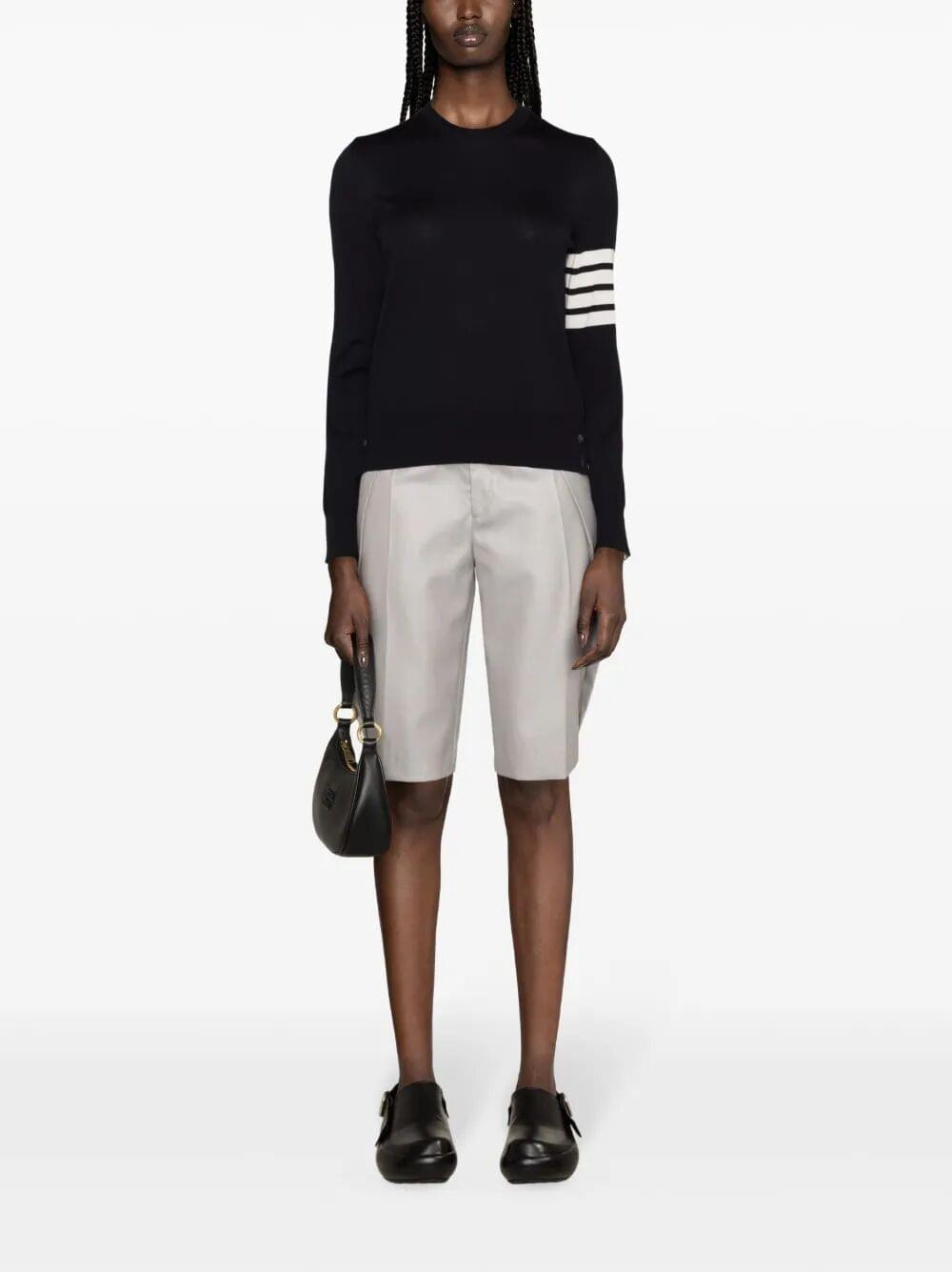 Thom Browne Women Wool 4-Bar Relaxed Pullover