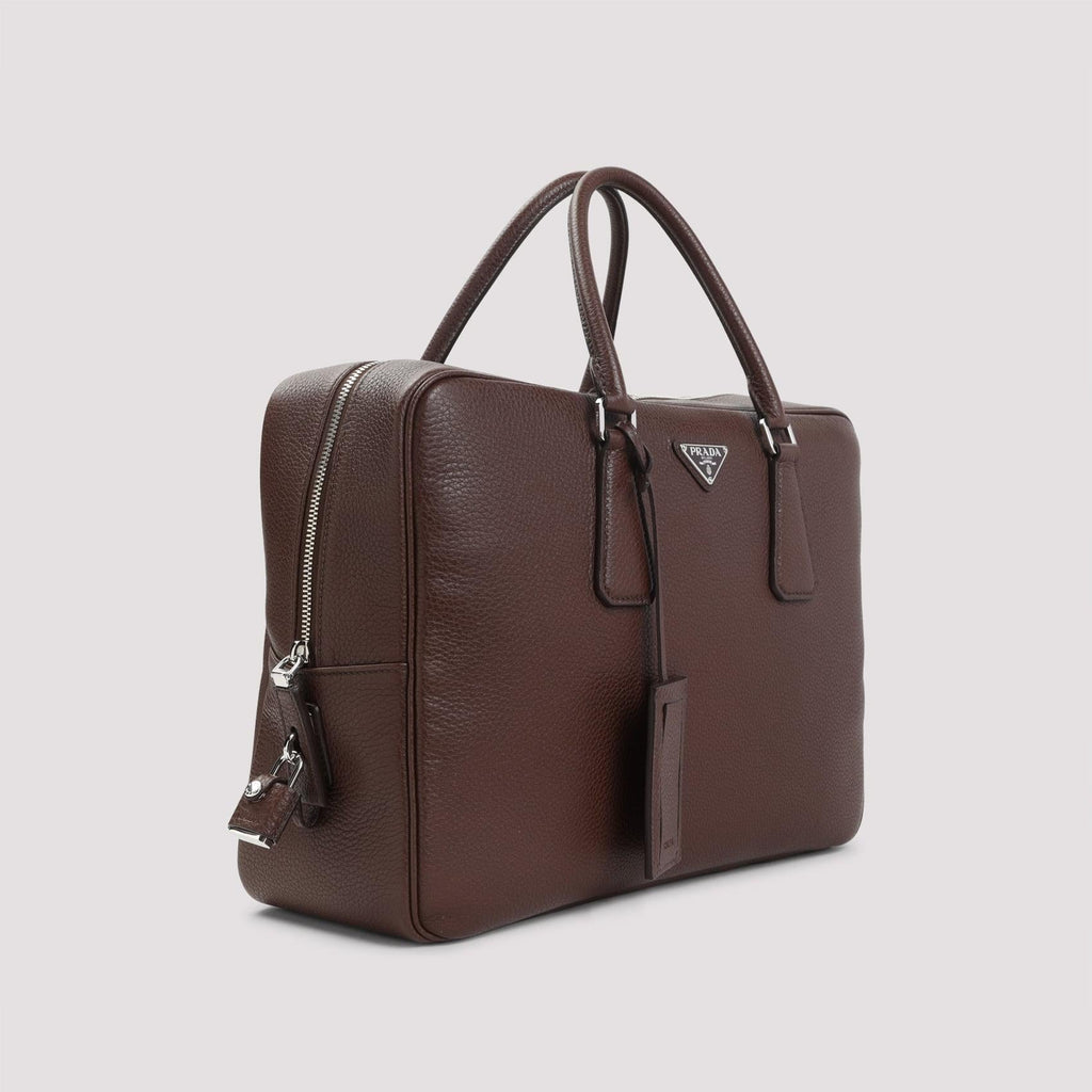 Prada Grained Leather Tote Bag Unisex