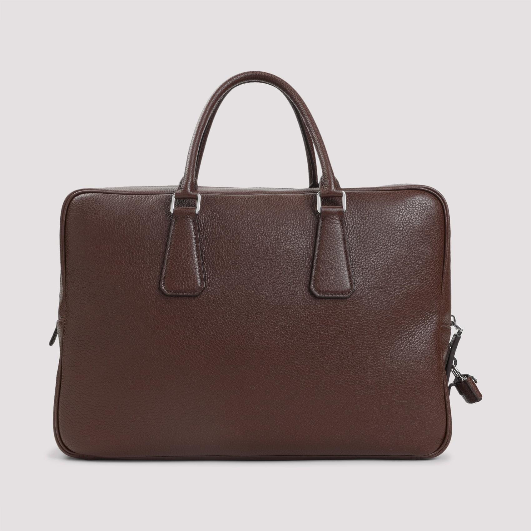 Prada Grained Leather Tote Bag Unisex