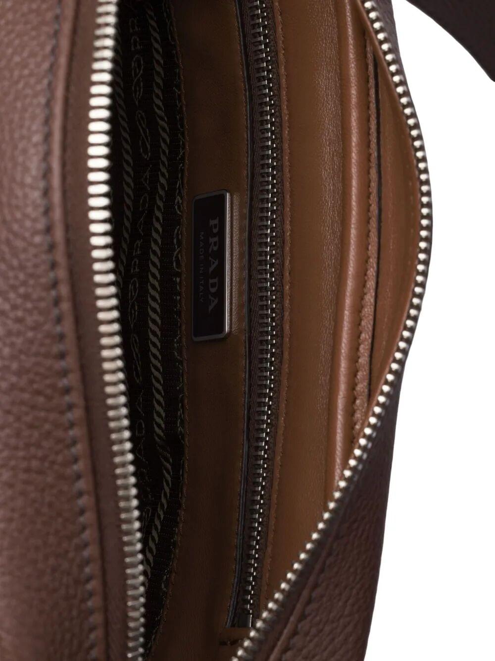 Prada Men Grained Leather Shoulder Bag