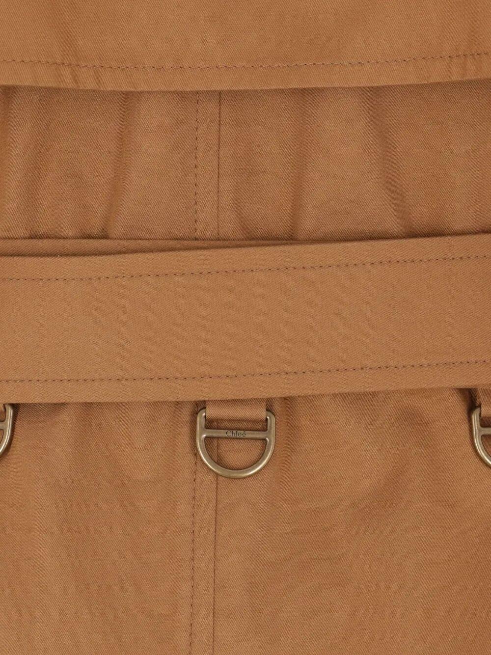 Chloe Women Cotton Gabardine Belted Long Trench Coat