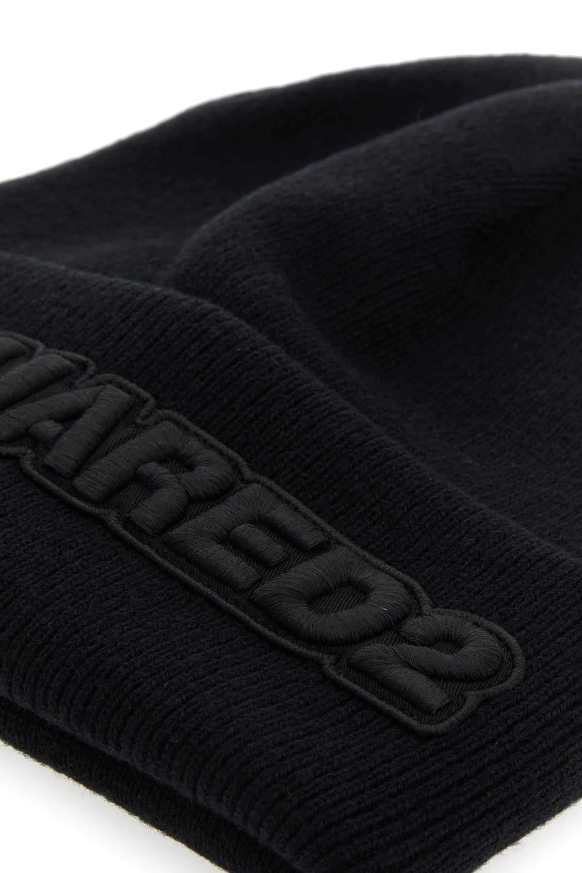 Dsquared Men Black Wool Beanie Hat