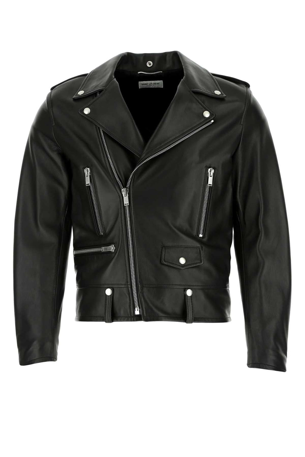 Saint Laurent Men Black Leather Jacket