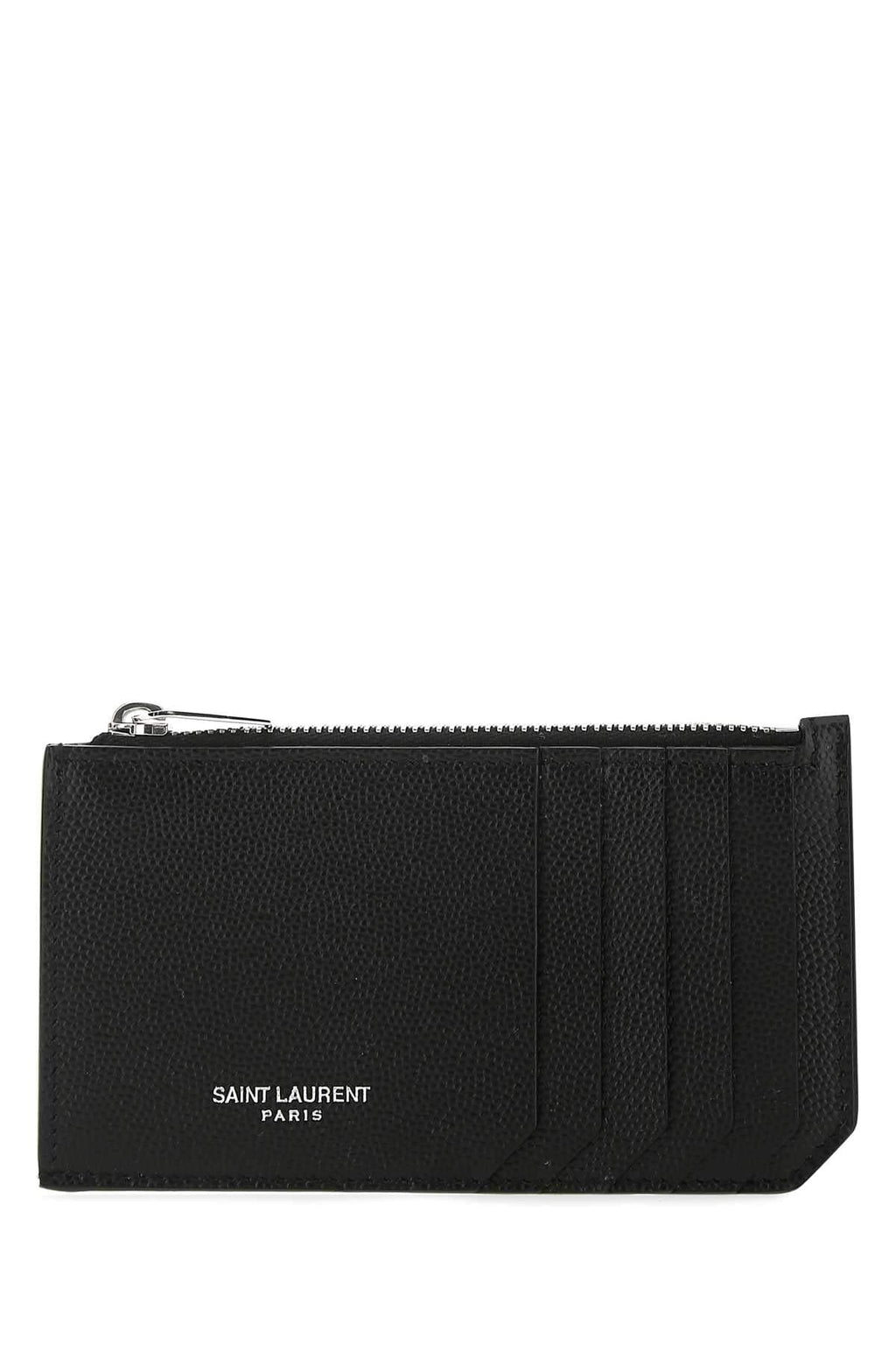 Saint Laurent Men Black Leather Card Holder