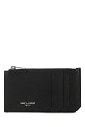 Saint Laurent Men Black Leather Card Holder