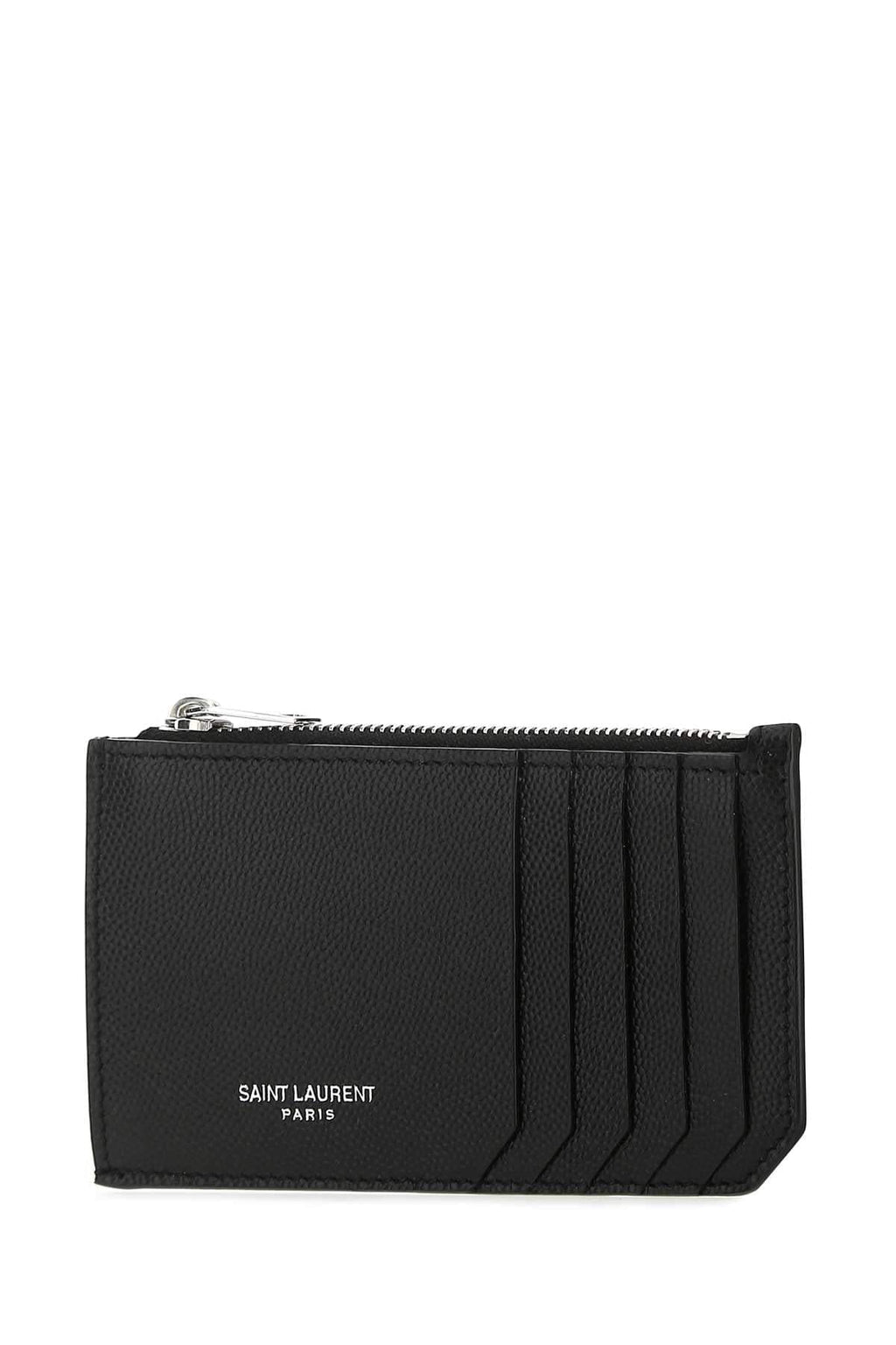 Saint Laurent Men Black Leather Card Holder