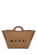 Marni Women Two-Tone Leather And Raffia Small Tropicalia Summer Handbag