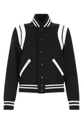 Saint Laurent Women Black Wool Blend Bomber Jacket