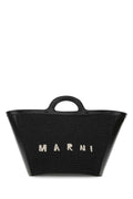Marni Women Black Leather And Raffia Small Tropicalia Summer Handbag