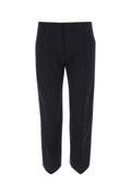 Bottega Veneta Women Midnight Blue Cotton Cropped Cut Pant