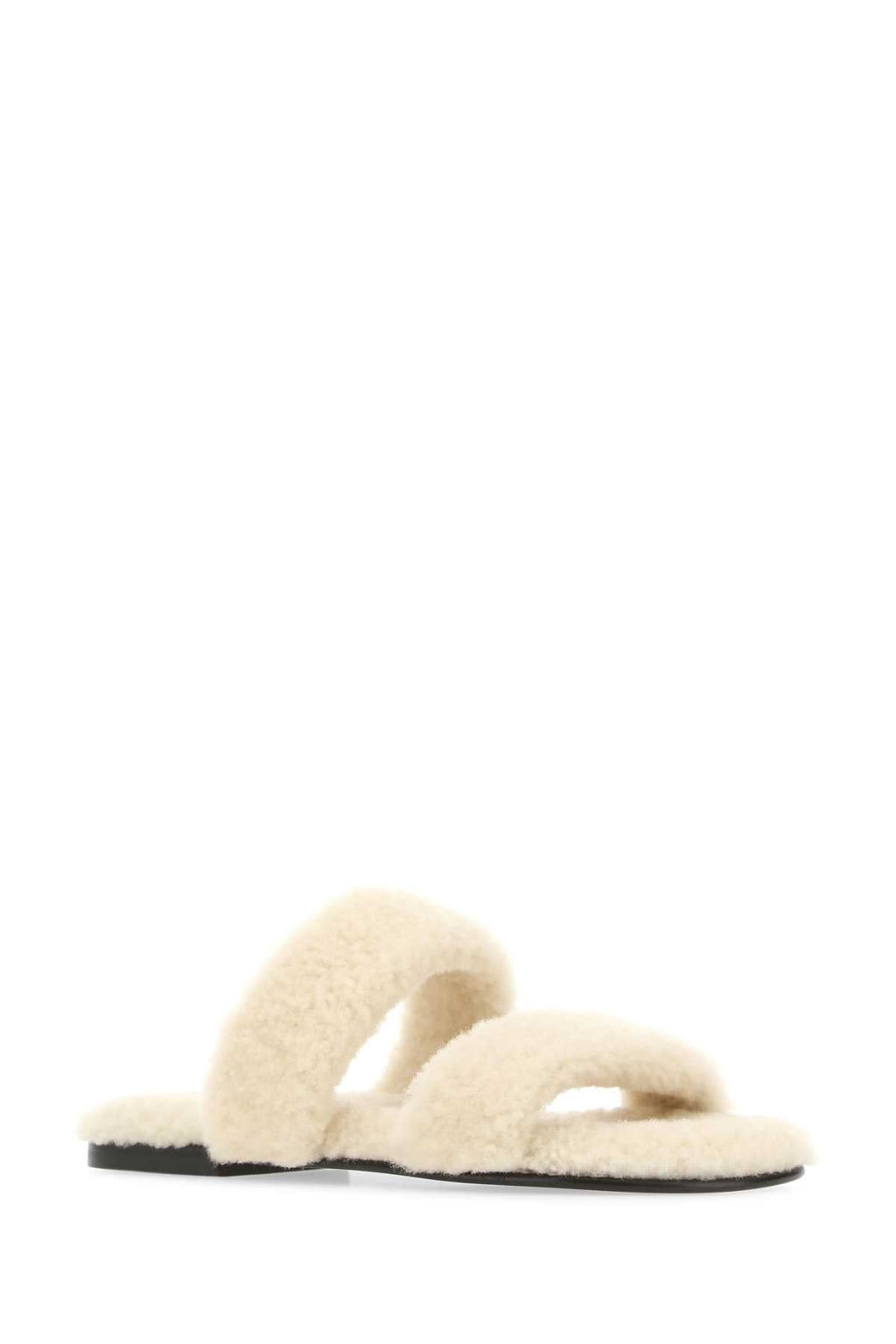 Saint Laurent Men Ivory Shearling Bleach Slippers