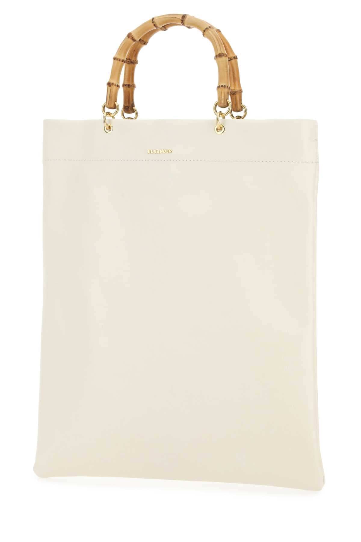 Jil Sander Women Ivory Leather Medium Shopping Bag