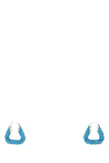 Bottega Veneta Women Light-Blue Nappa Leather And 925 Silver Twist Triangle Earrings