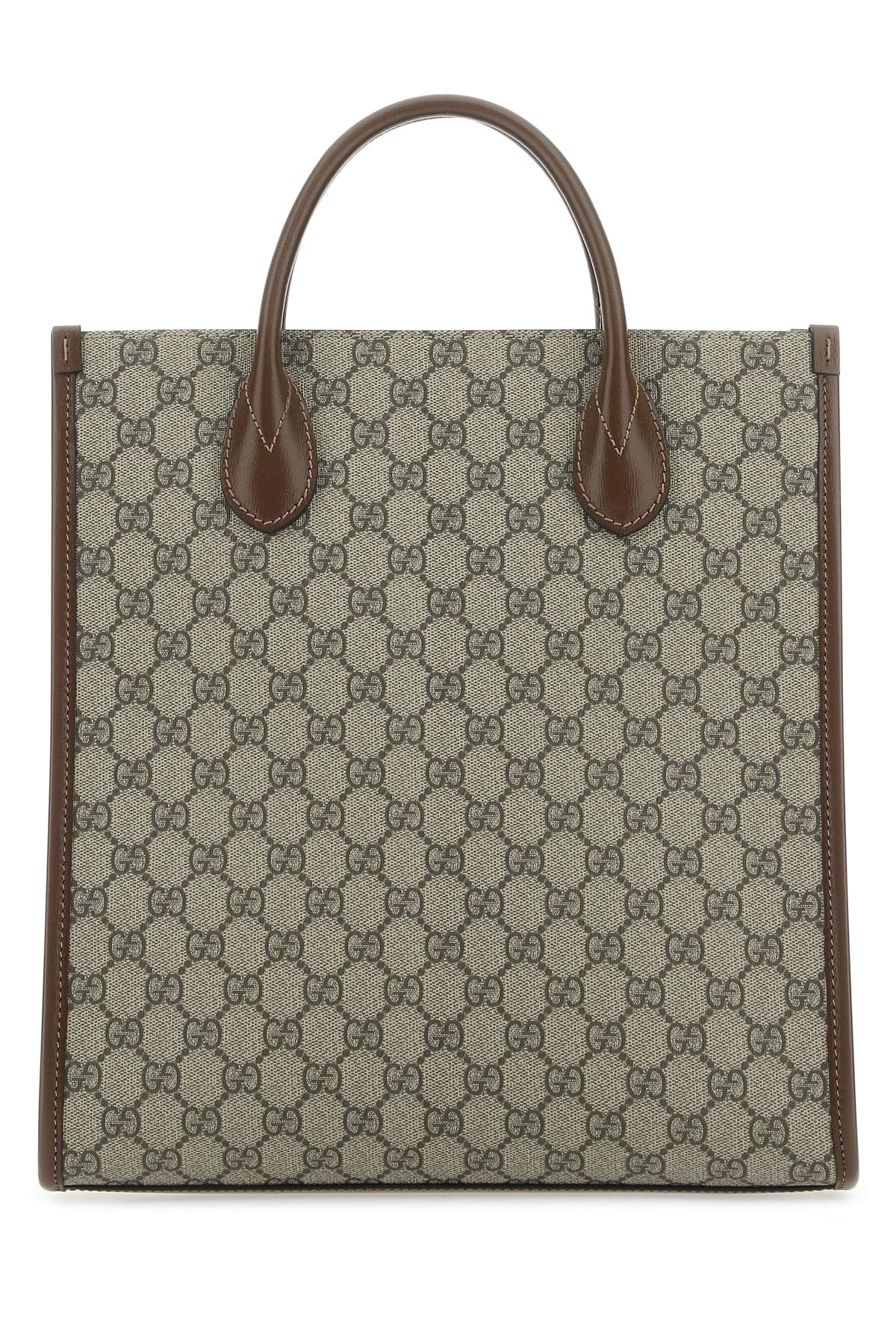 Gucci Men Gg Supreme Fabric And Leather Handbag