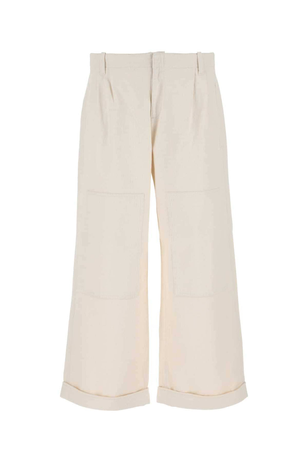 Etro Men Melange Ivory Stretch Cotton Wide-Leg Pant