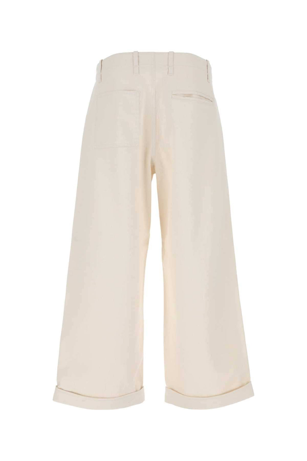 Etro Men Melange Ivory Stretch Cotton Wide-Leg Pant