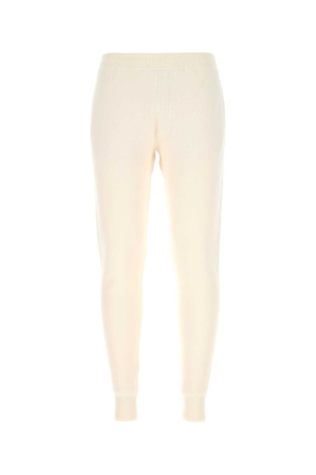 Prada Men Ivory Stretch Cashmere Blend Joggers