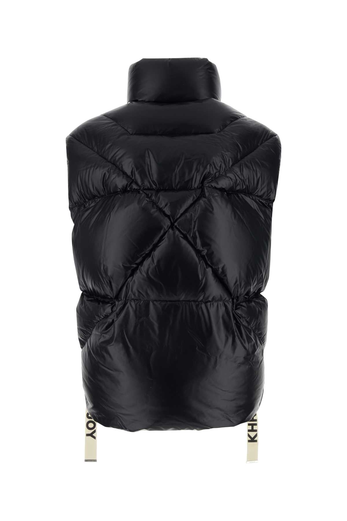Khrisjoy Men Black Nylon Sleeveless Puff Shiny Down Jacket