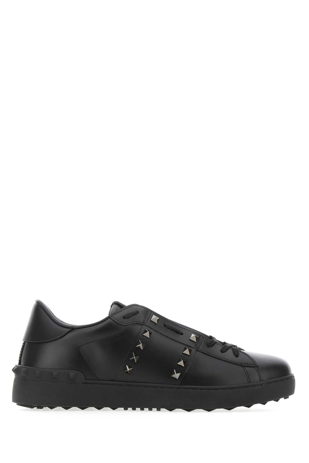 Valentino Garavani Men Black Leather Rockstud Untitled Sneakers