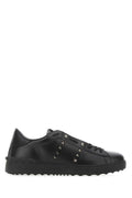 Valentino Garavani Men Black Leather Rockstud Untitled Sneakers