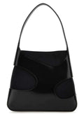 Salvatore Ferragamo Women Black Leather And Canvas Cut Out S Handbag