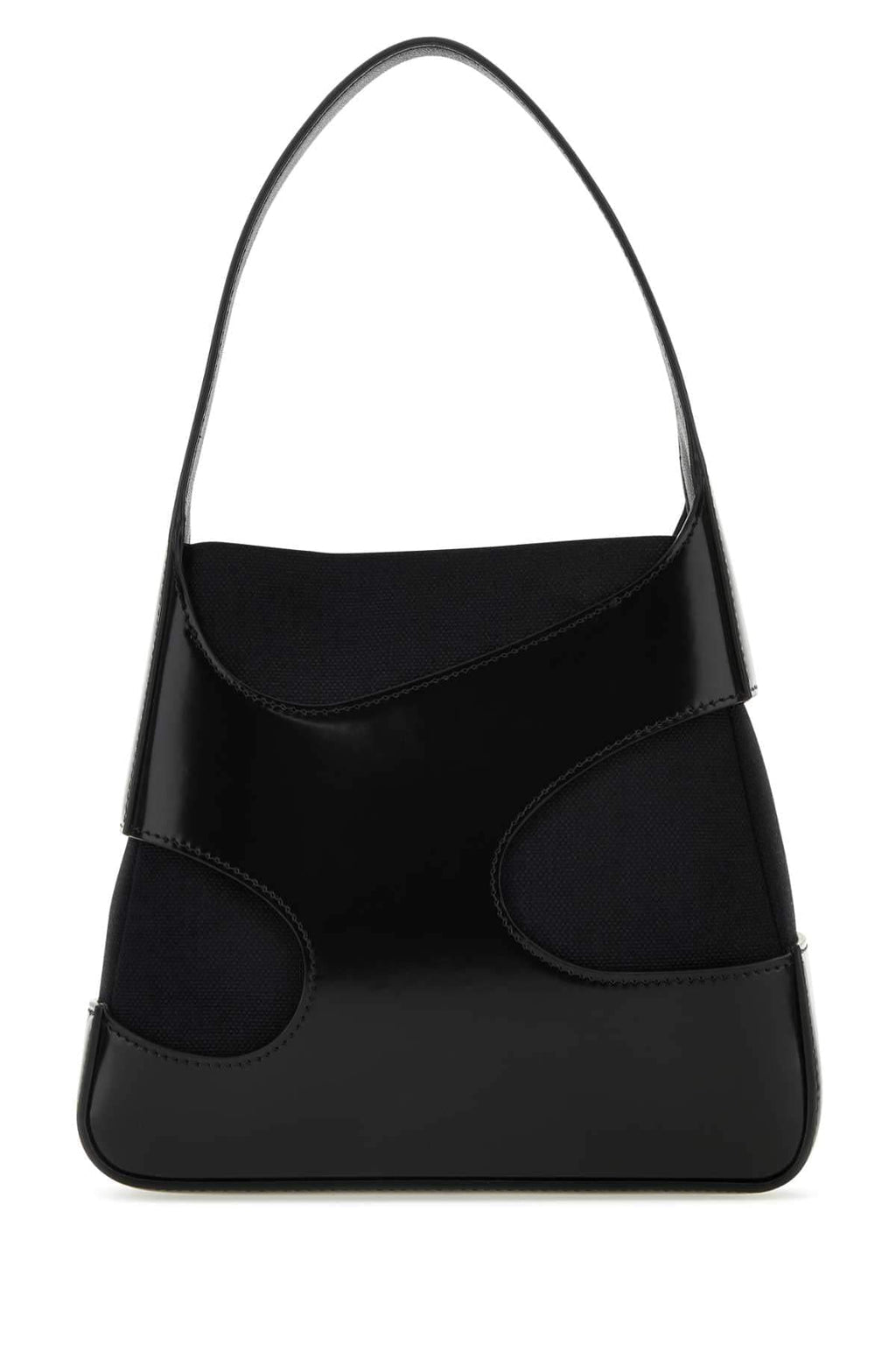 Salvatore Ferragamo Women Black Leather And Canvas Cut Out S Handbag