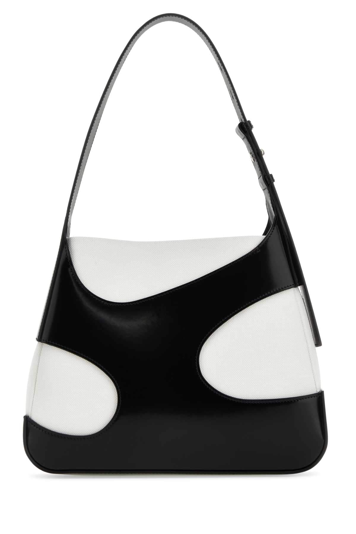 Salvatore Ferragamo Women Two-Tone Leather And Canvas Cut Out L Shoulder Bag