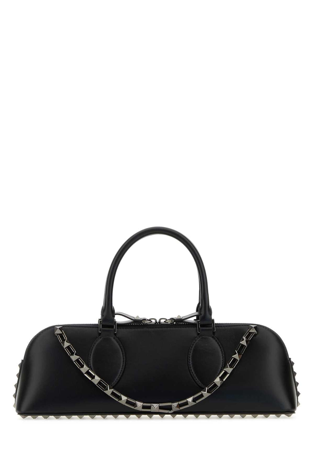 Valentino Garavani Women Black Leather Rockstud East-West Handbag