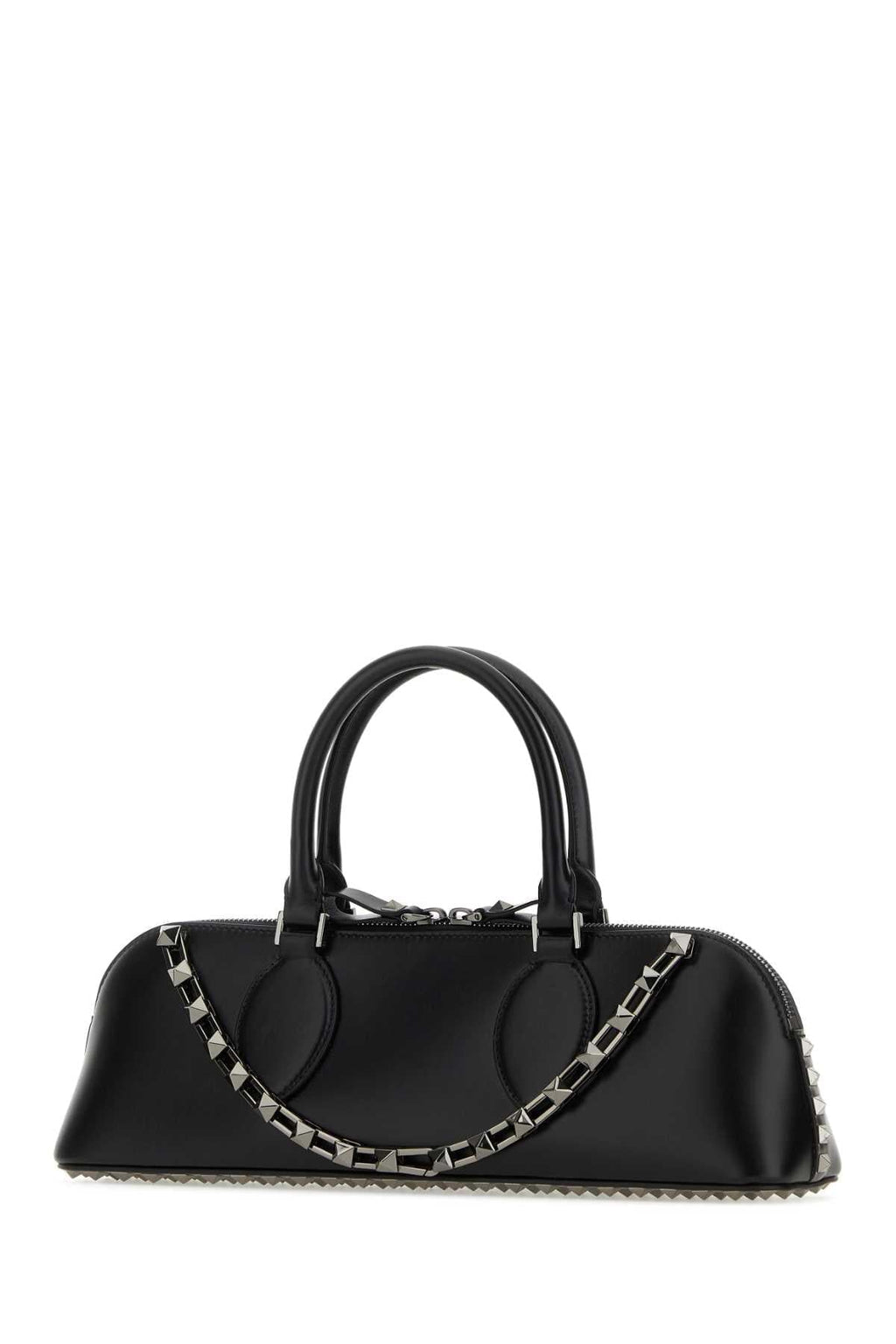 Valentino Garavani Women Black Leather Rockstud East-West Handbag