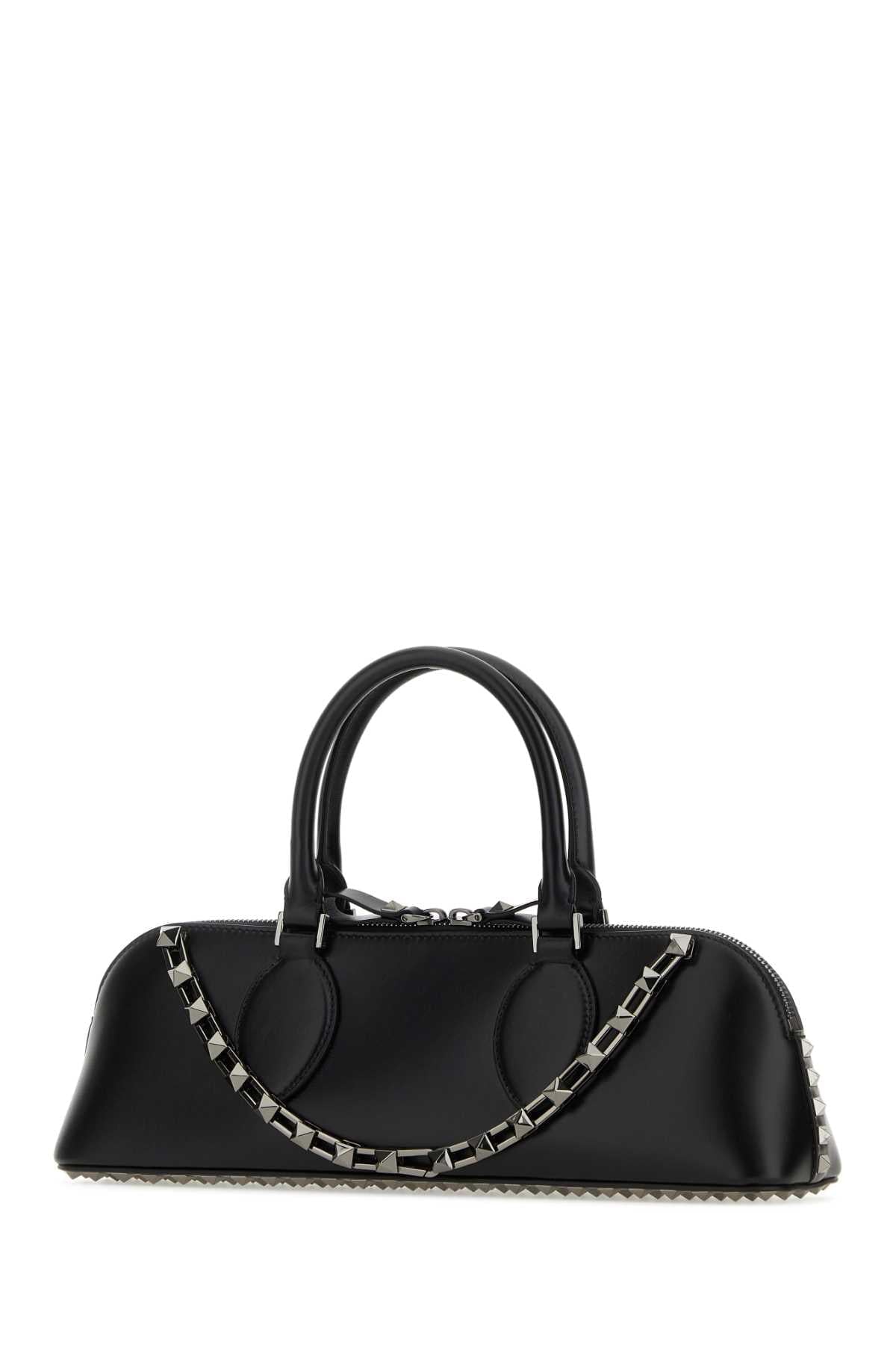 Valentino Garavani Women Black Leather Rockstud East-West Handbag