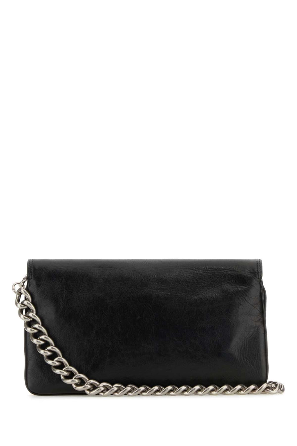 Balenciaga Women Black Leather Medium Bb Soft Flap Clutch