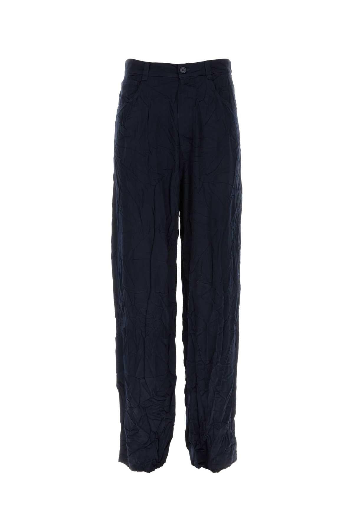 Balenciaga Men Dark Bue Satin 5 Pocket Pant