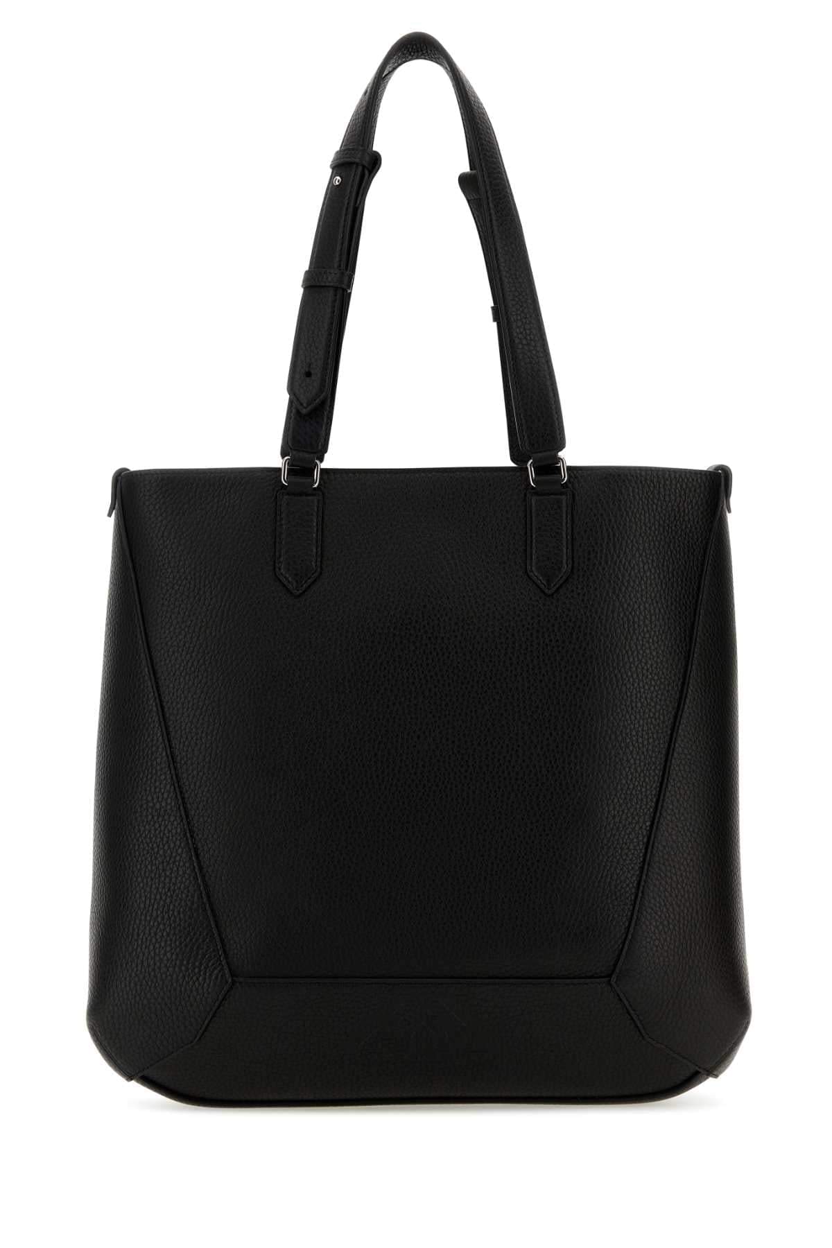 Alexander Mcqueen Men Black Leather Medium Edge Shopping Bag