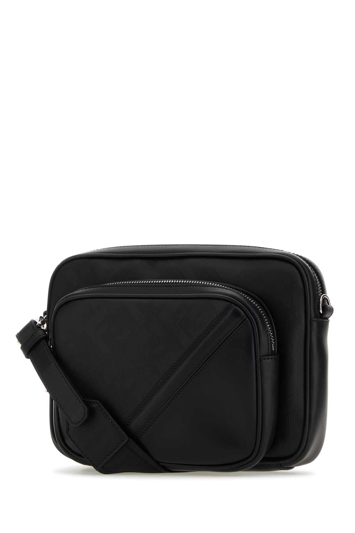 Fendi Men Black Leather Camera Case Duo Fendi Crossbody Bag