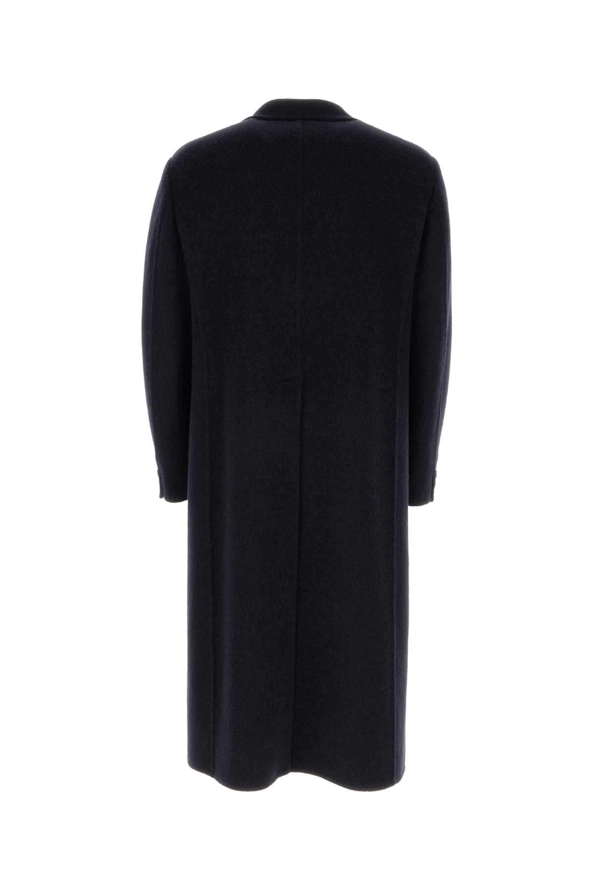 Fendi Men Navy Blue Wool Blend Coat