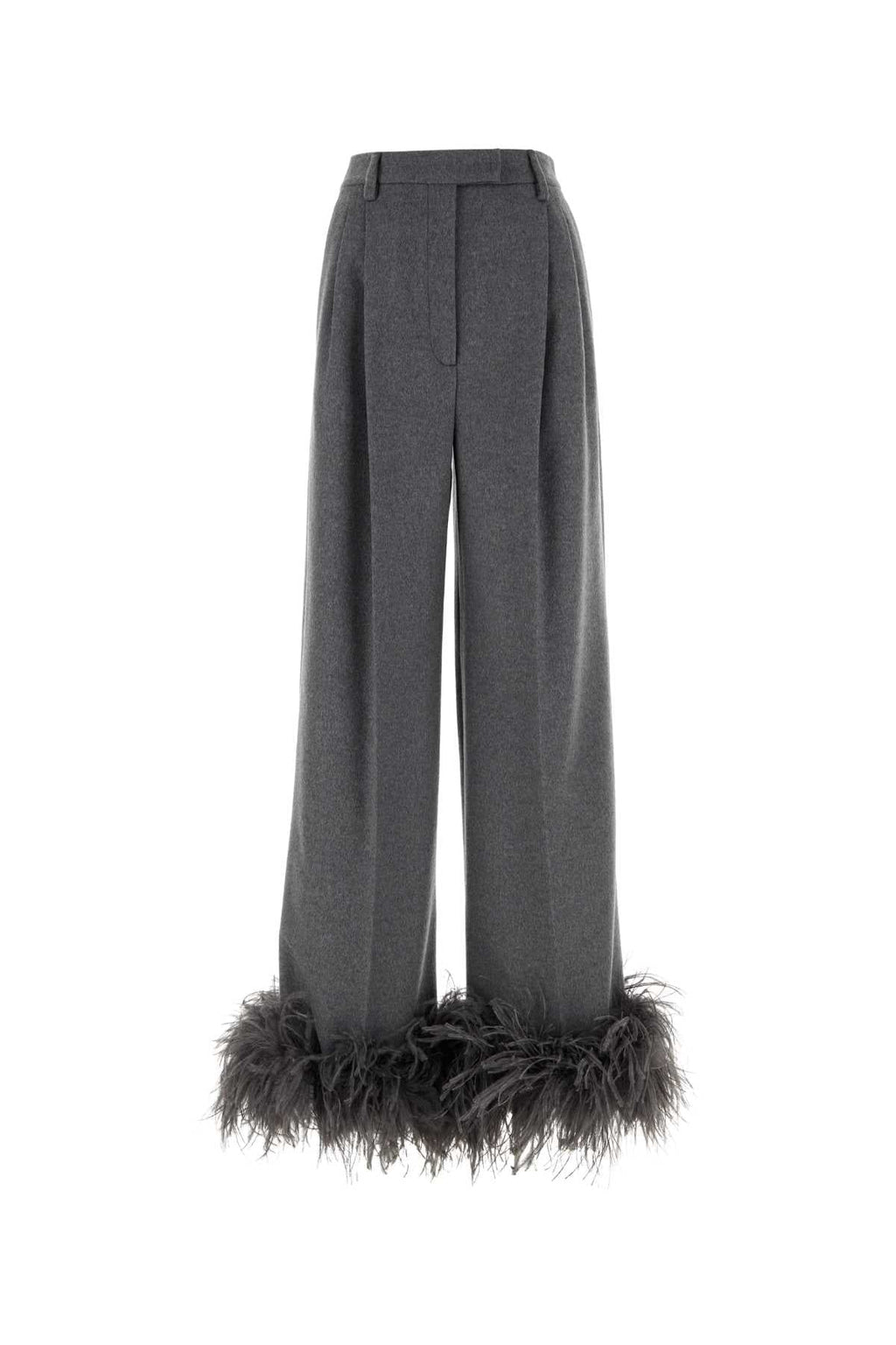 Prada Women Grey Cashmere Wide-Leg Pant