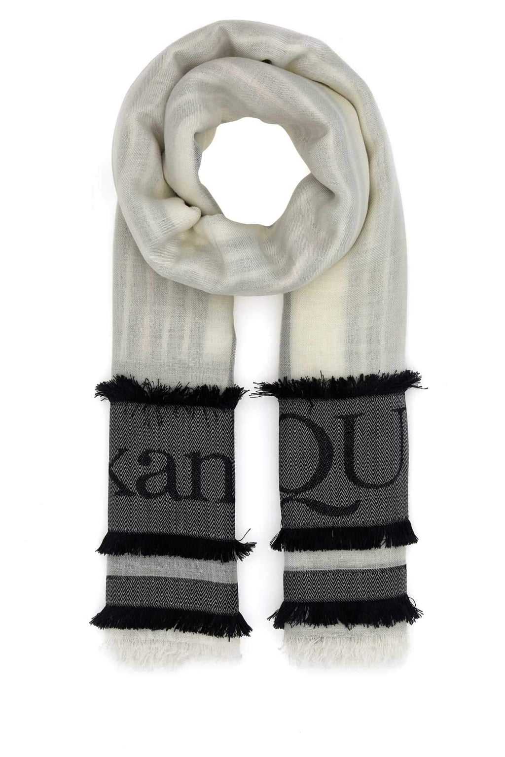 Alexander Mcqueen Women Ivory Wool Blend Foulard