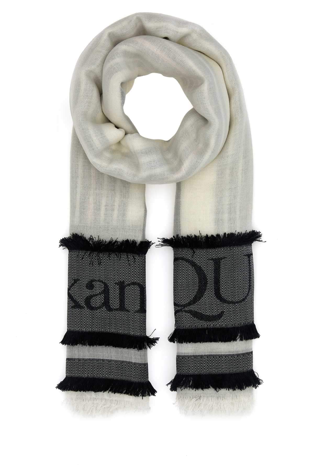 Alexander Mcqueen Women Ivory Wool Blend Foulard
