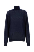 Prada Women Navy Blue Cashmere See-Through Sweater