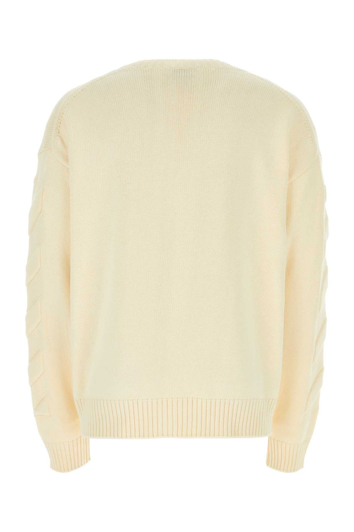 Off White Men Ivory Stretch Cotton Blend Oversize Sweater