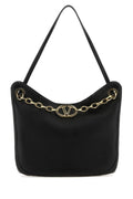 Valentino Garavani Women Black Leather Vlogo Moon Shopping Bag