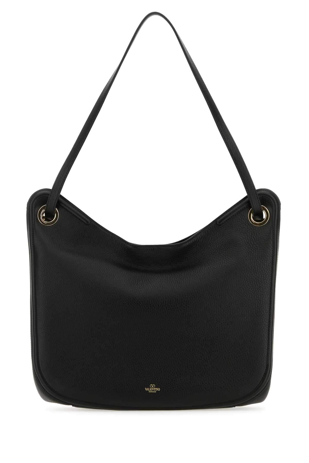 Valentino Garavani Women Black Leather Vlogo Moon Shopping Bag