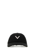 Valentino Garavani Women Black Stretch Cotton Baseball Cap