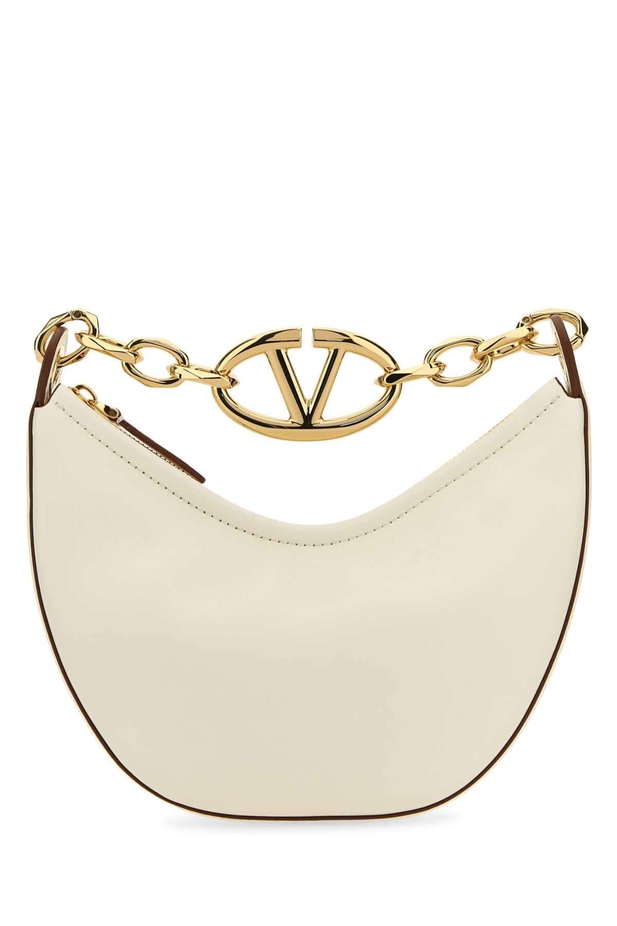 Valentino Garavani Women Ivory Leather Mini Hobo Vlogo Moon Handbag